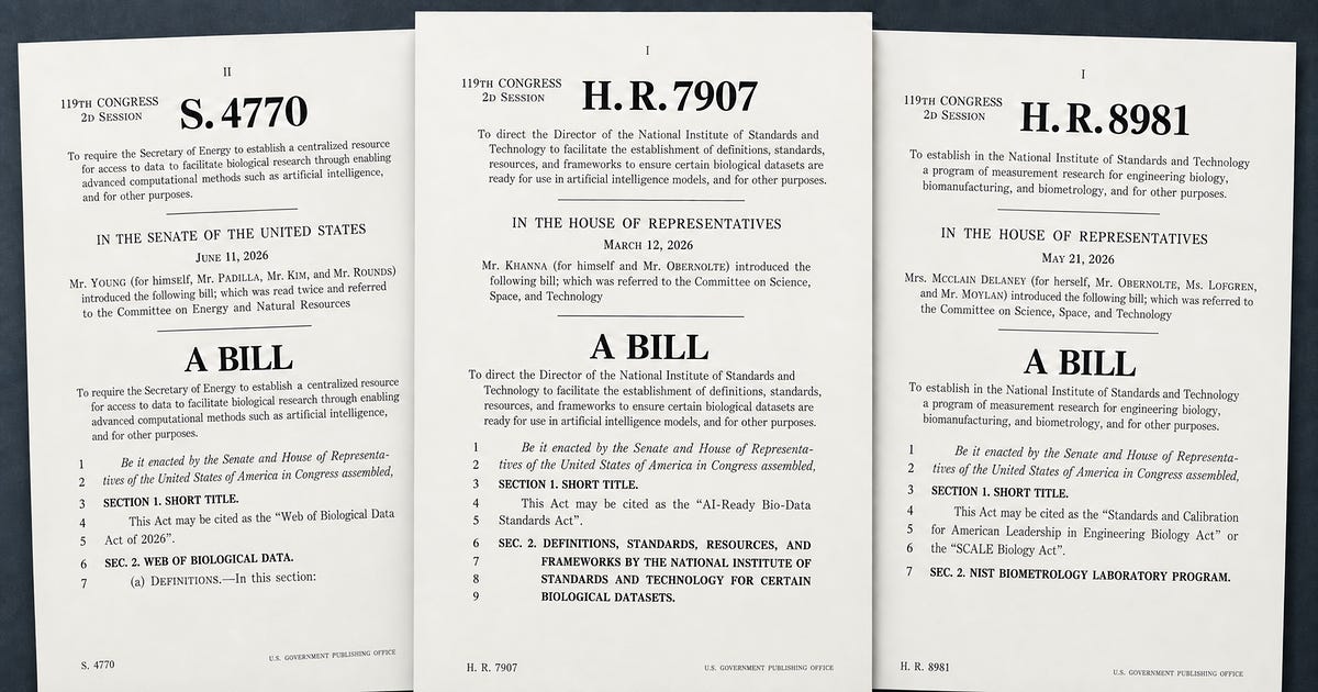 Three biological data bills, with OpenAI support