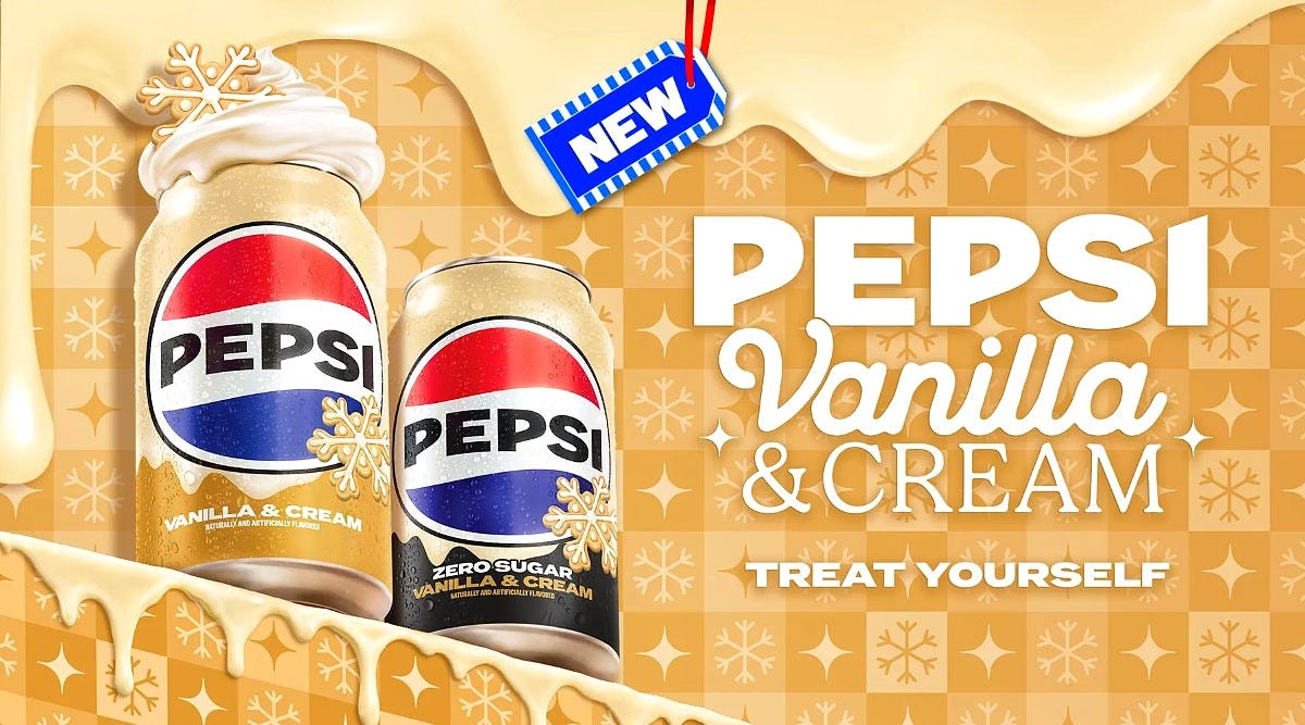 Pepsi Vanilla & Cream and Pepsi Zero Sugar Vanilla & Cream. Image: PepsiCo