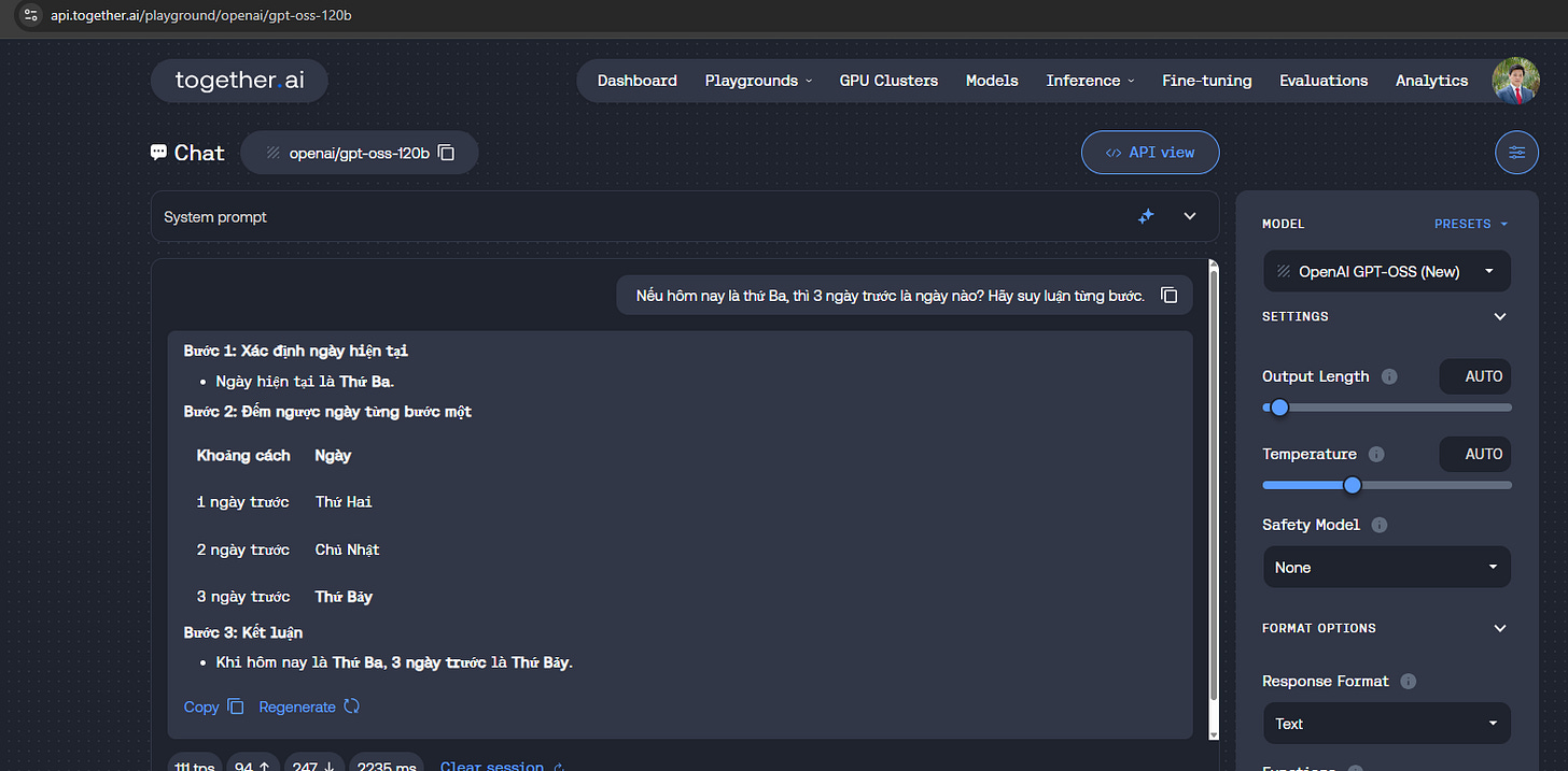 Test thử mô hình openai/gpt-oss-120b trên Together AI