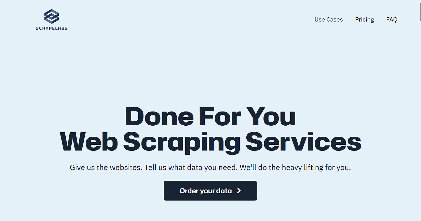 Scrapelabs.io landing page