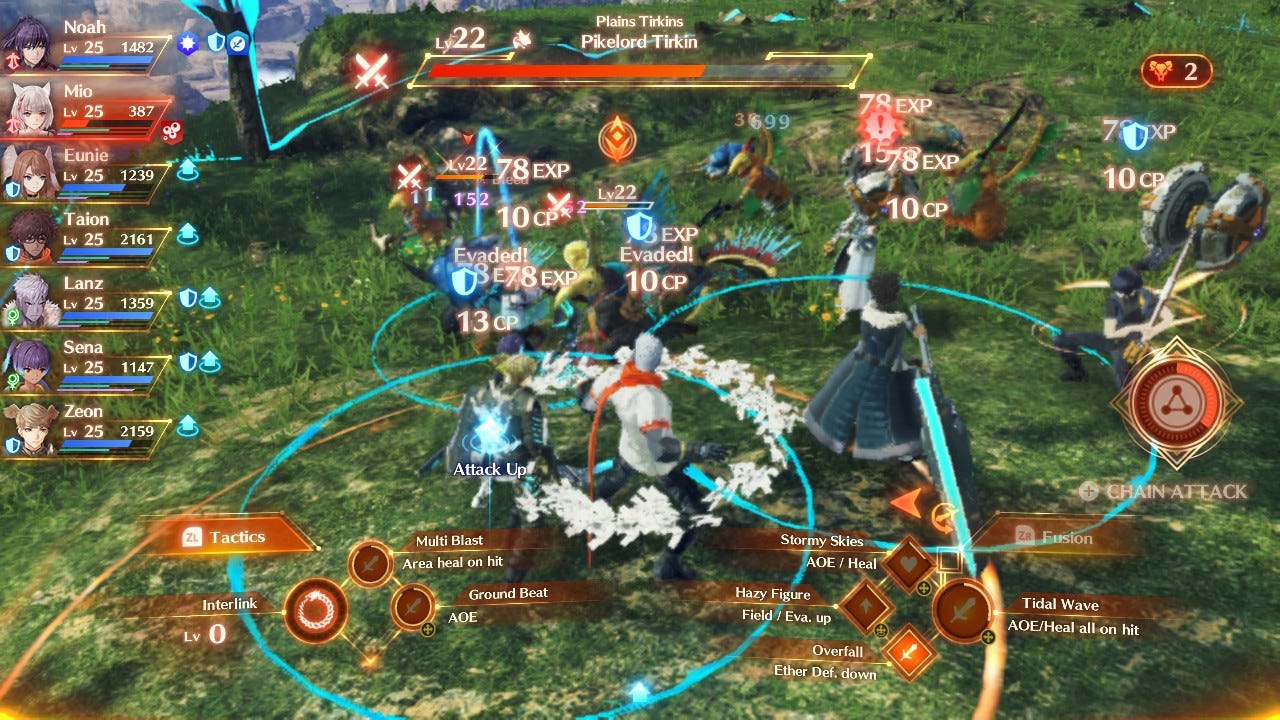 Screenshot from Xenoblade Chronicles 3 featuring a chaotic UI filled with colored lines and symbols with little explanation