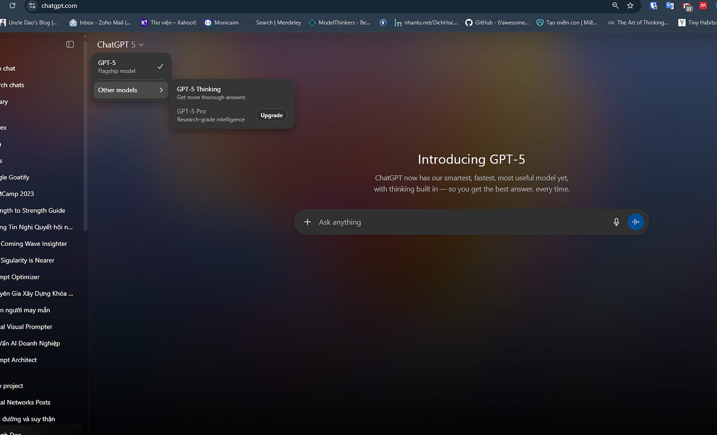 Giao diện GPT-5 trên máy tính