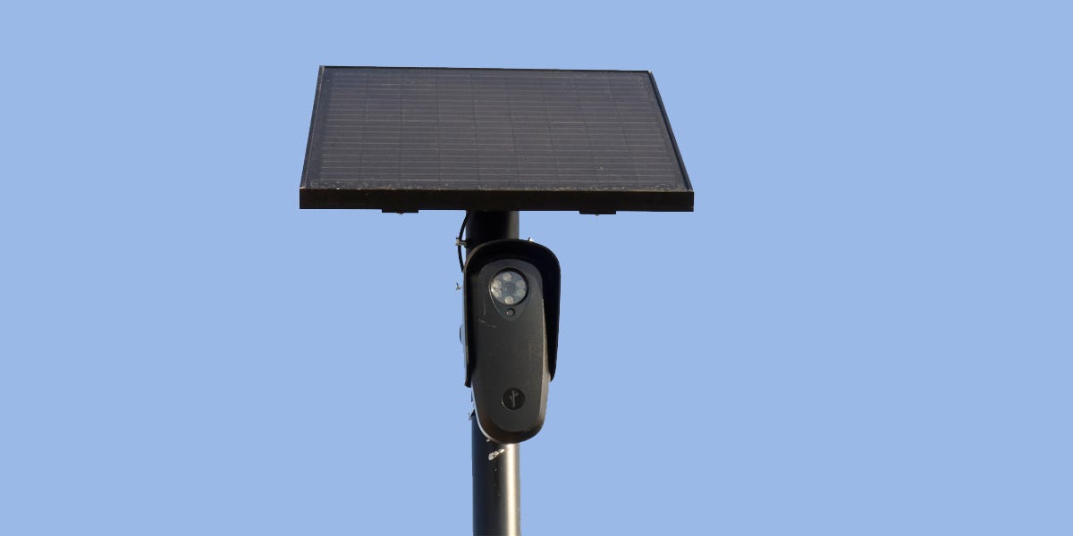 A flock camera on a pole A flock camera on a pole