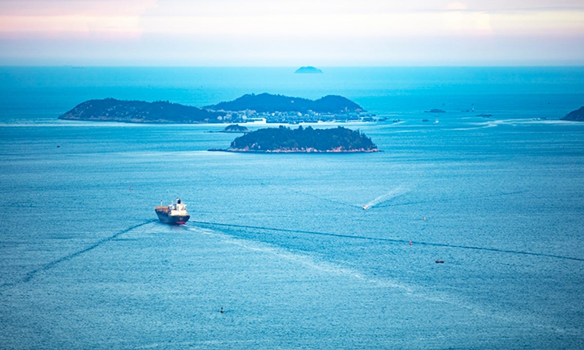 A view of the Taiwan Straits is seen from Xiamen port, in East China's Fujian Province. Photo: IC A view of the Taiwan Straits is seen from Xiamen port, in East China's Fujian Province. Photo: IC