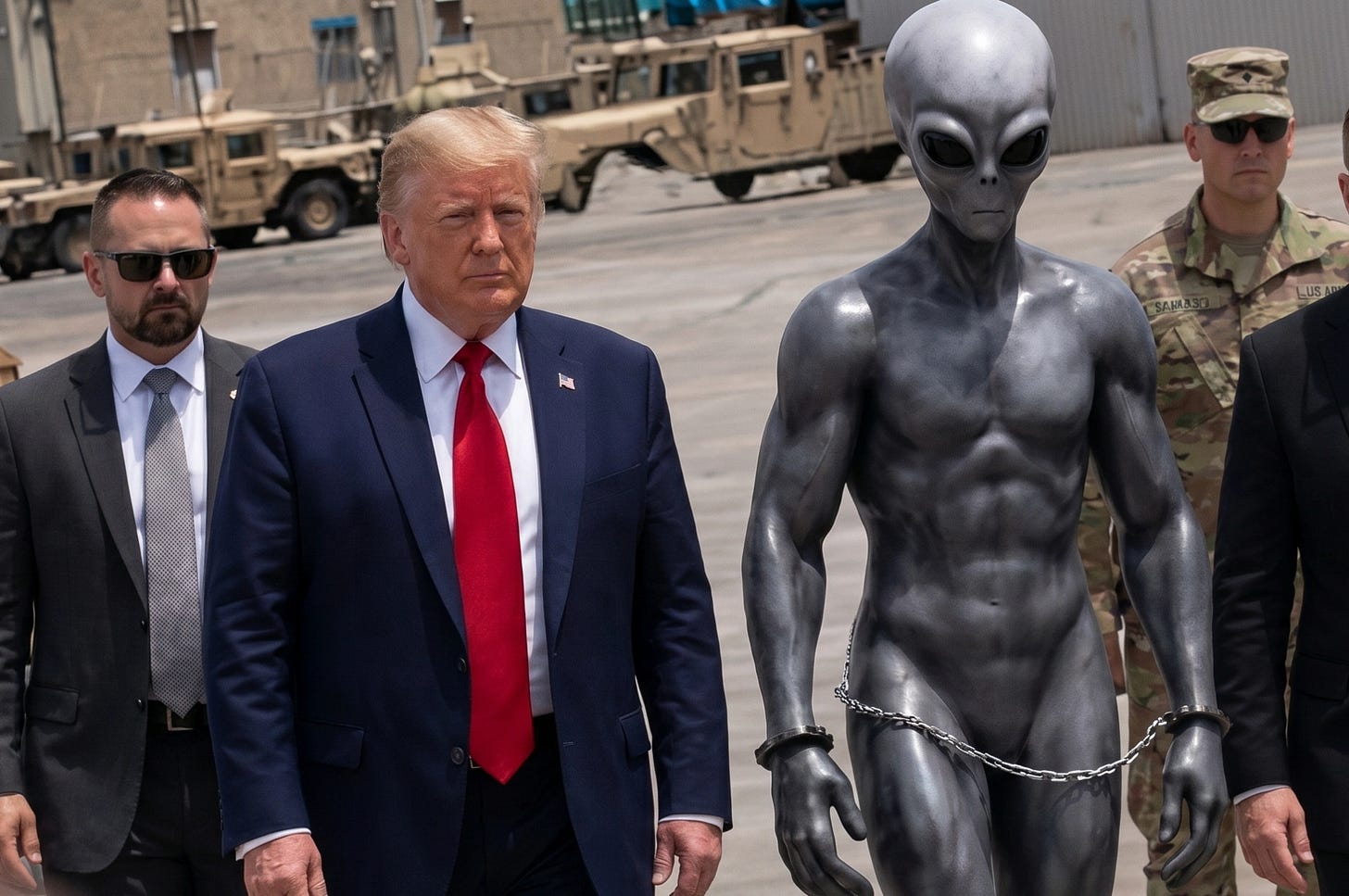 Trump posted this on his Truth Social. Upscaled with AI.