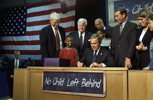 President George W. Bush signing the No Child Left Behind Act President George W. Bush signing the No Child Left Behind Act