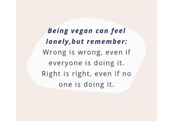 Being vegan can feel lonely, but truth isn’t a popularity contest. Wrong is wrong, even if the world accepts it. Right is right, even if you stand alone. Keep choosing compassion, integrity, and justice—because real change starts with those who refuse to conform. 🌱 Being vegan can feel lonely, but truth isn’t a popularity contest. Wrong is wrong, even if the world accepts it. Right is right, even if you stand alone. Keep choosing compassion, integrity, and justice—because real change starts with those who refuse to conform. 🌱