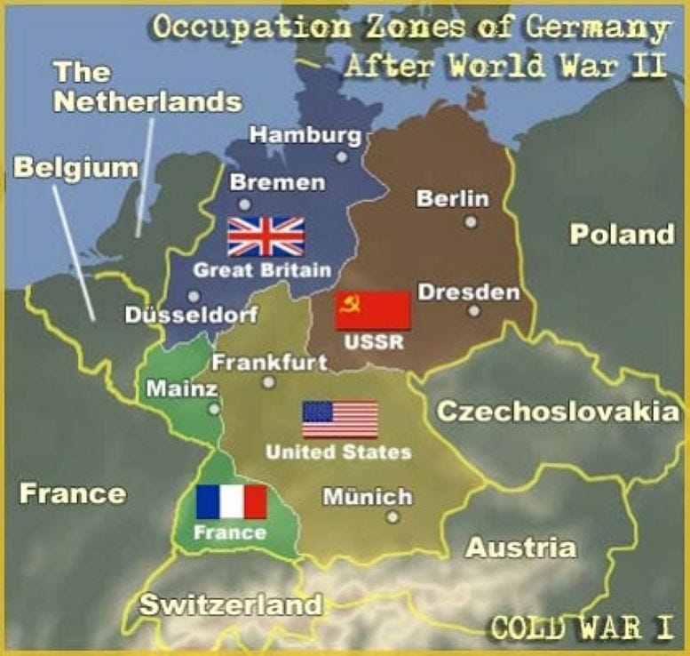 Figure 1: Occupation Zones of Post War Germany. Courtesy of German Culture Website.