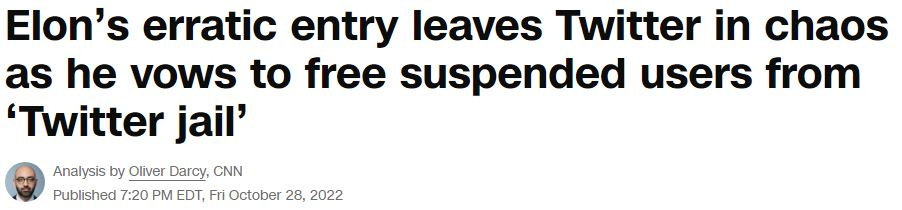 News headline about Elon acquiring Twitter.