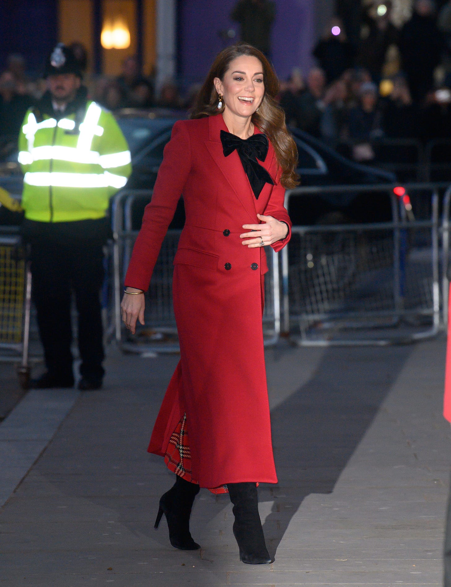 Princess Catherine in a red coat dress