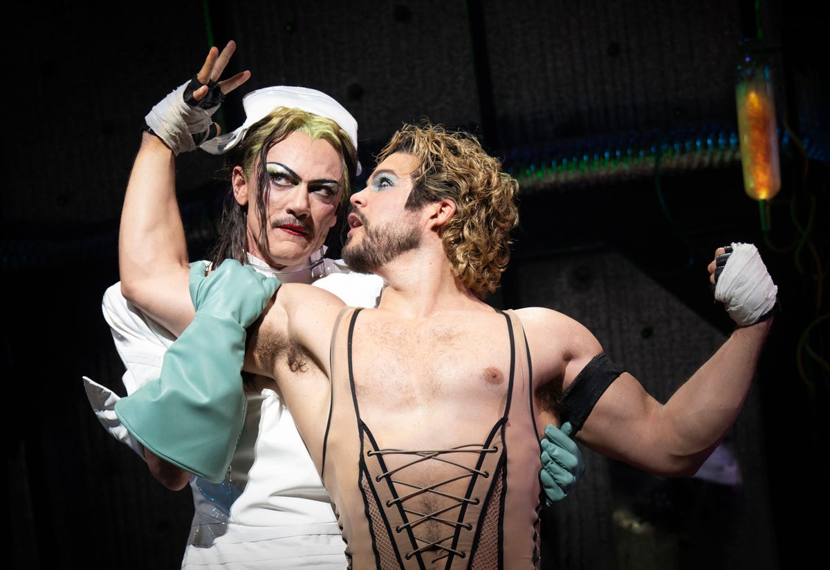 Luke Evans as Frank-N-Furter and Josh Rivera as Rocky Luke Evans as Frank-N-Furter and Josh Rivera as Rocky