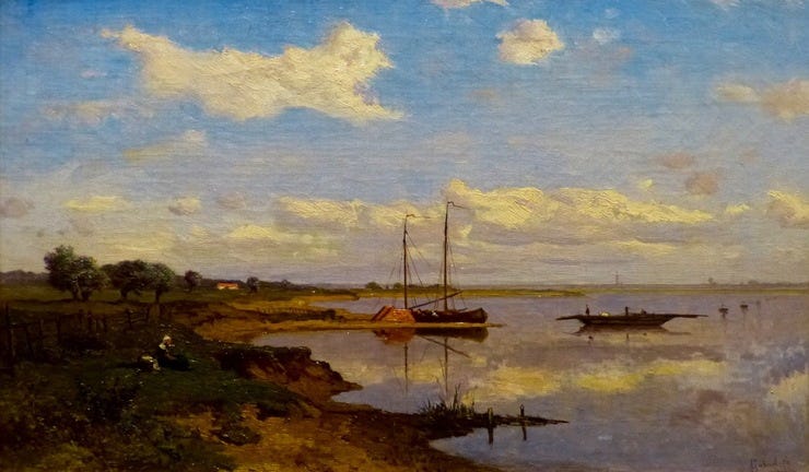 'Het Drielse veer' - Olieverf op doek: Constant Gabriël