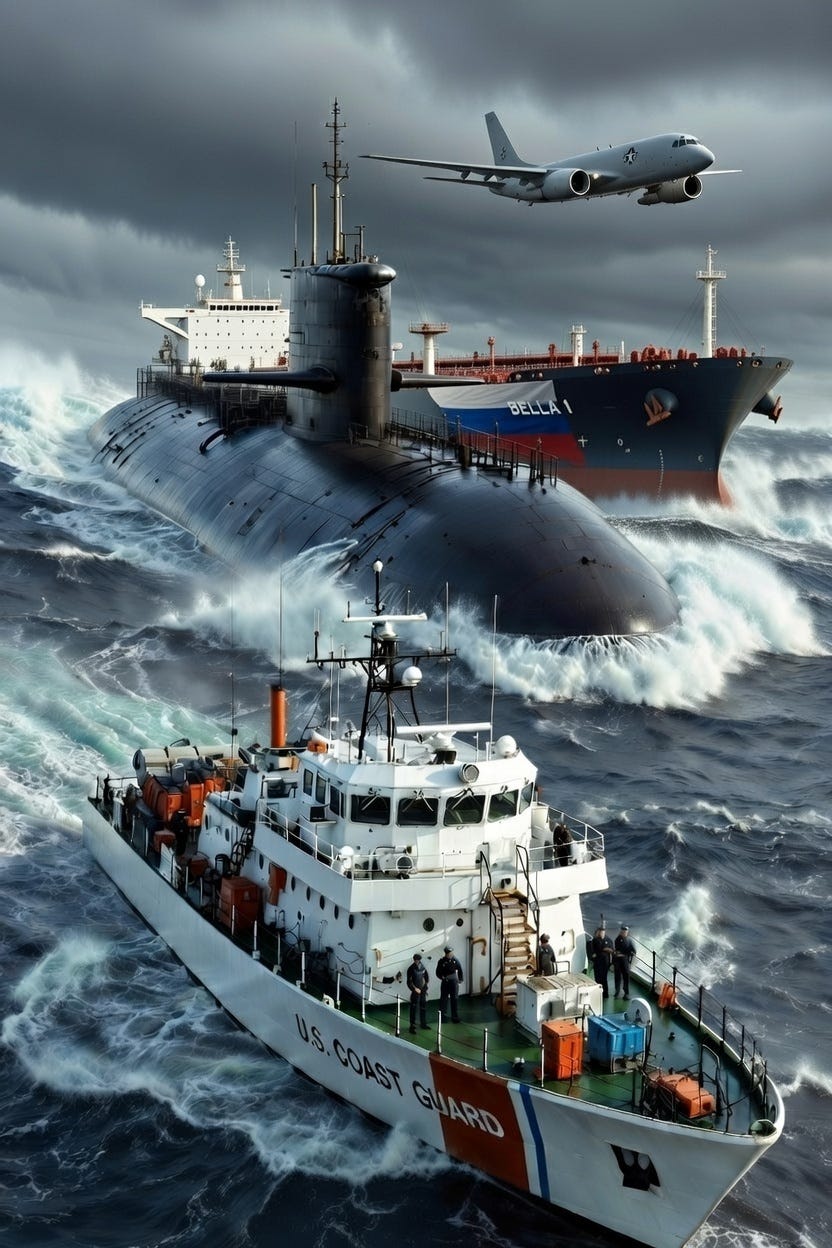 A ship in the sea with a submarine in the background

AI-generated content may be incorrect.