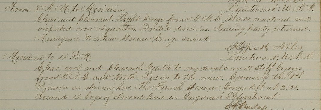 Ship log entry for March 31 Ship log entry for March 31