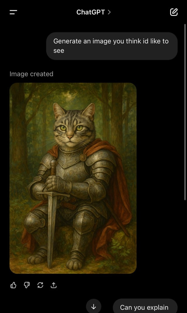 r/ChatGPT - Asked ChatGPT to generate a picture I’d like to see