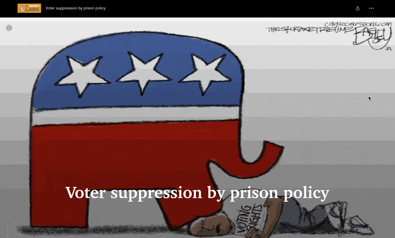 Follow the racist voter suppression prison policies Republicans use to cling to power. Follow the racist voter suppression prison policies Republicans use to cling to power.