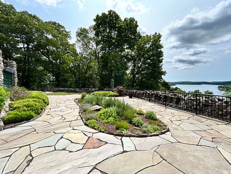 River, Pavillon, trees, building