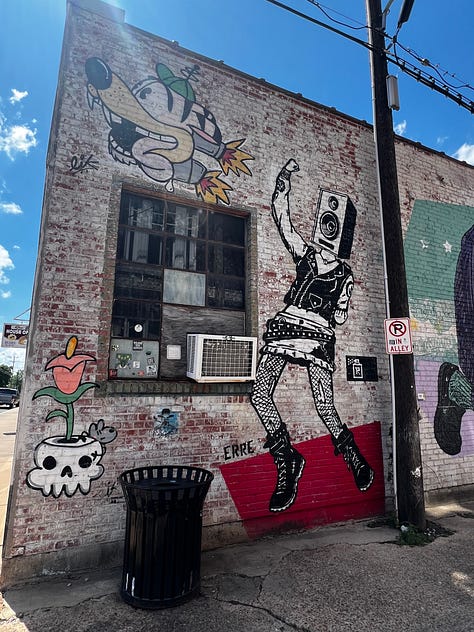 Street art and buildings in Clarksdale Mississippi