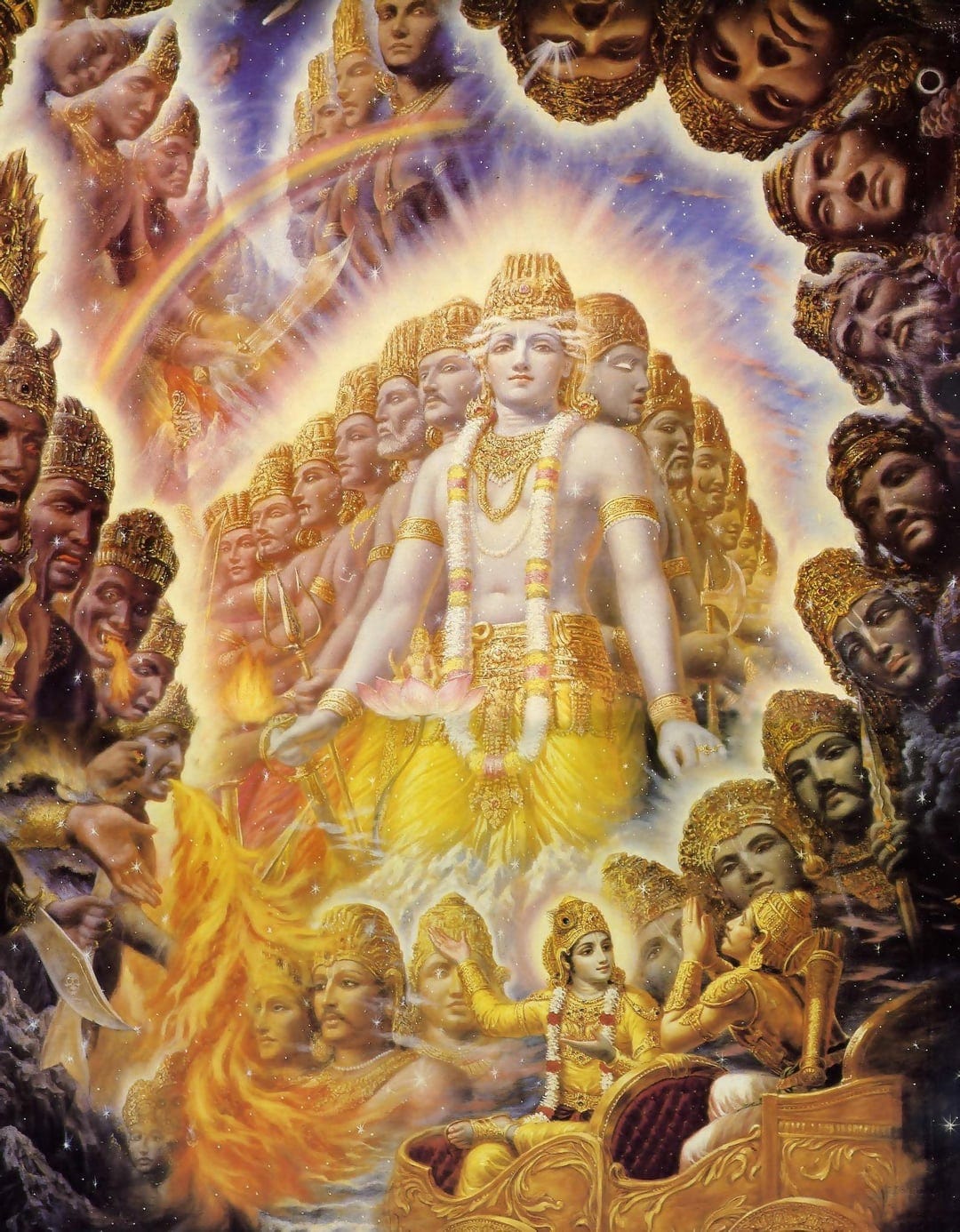 I finished the Bhagavad Gita and the hairs on my arm were standing up and I  felt chills going down my body. I can't imagine how Arjuna felt seeing  this. The artist