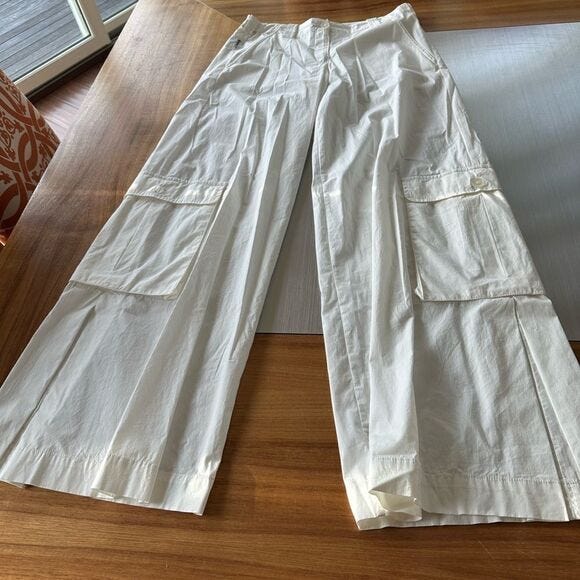 Armani white cotton wide leg pants. Size 6 - Picture 1 of 15