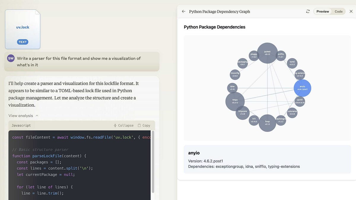 The new Claude analysis JavaScript code execution tool