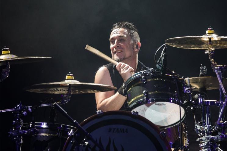 Pete Parada of The Offspring performs live on stage in Sao Paulo, Brazil.