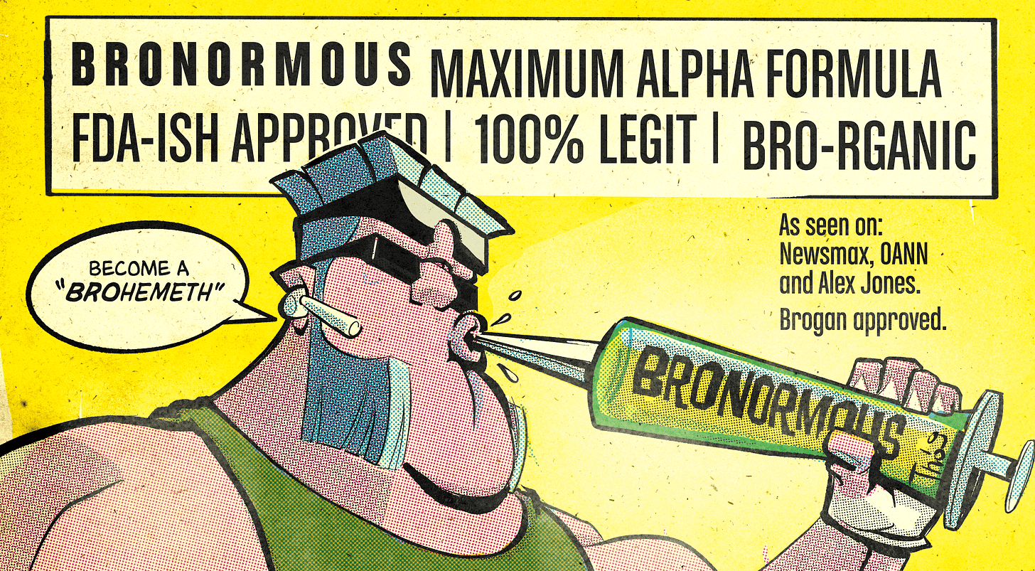 A cartoon character holding a bottle of vitamin.