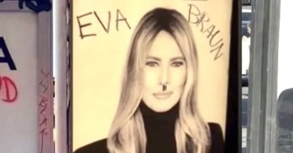 Melania Trump documentary posters defaced with Hitler references and  graphic graffiti | Irish Star