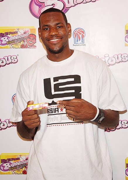 LeBron James holds the new Bubblicious flavor "LeBron's Lightning Lemonade"