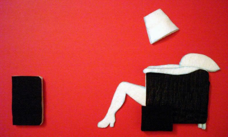 Hitachi Maxell Blown Away Guy. 1980's Chair Girl. Beaded Pop Art Self Portrait. Hitachi Maxell Blown Away Guy. 1980's Chair Girl. Beaded Pop Art Self Portrait.