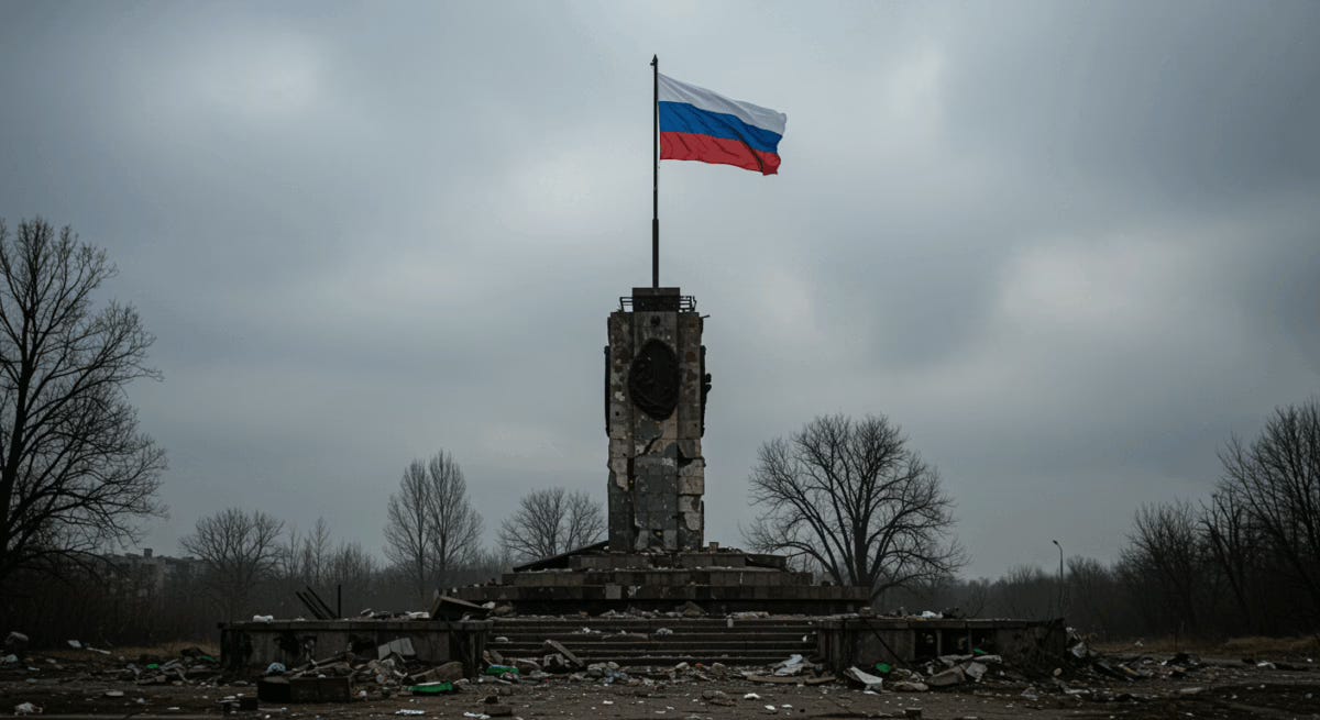 Russian Flag Flies Over Pokrovsk Monument Amid Fierce Battle