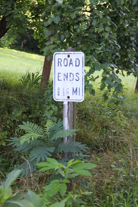 A road sign, a house number, a gate with stone pillars, a parlor with books and piano, a bedroom with writing desk