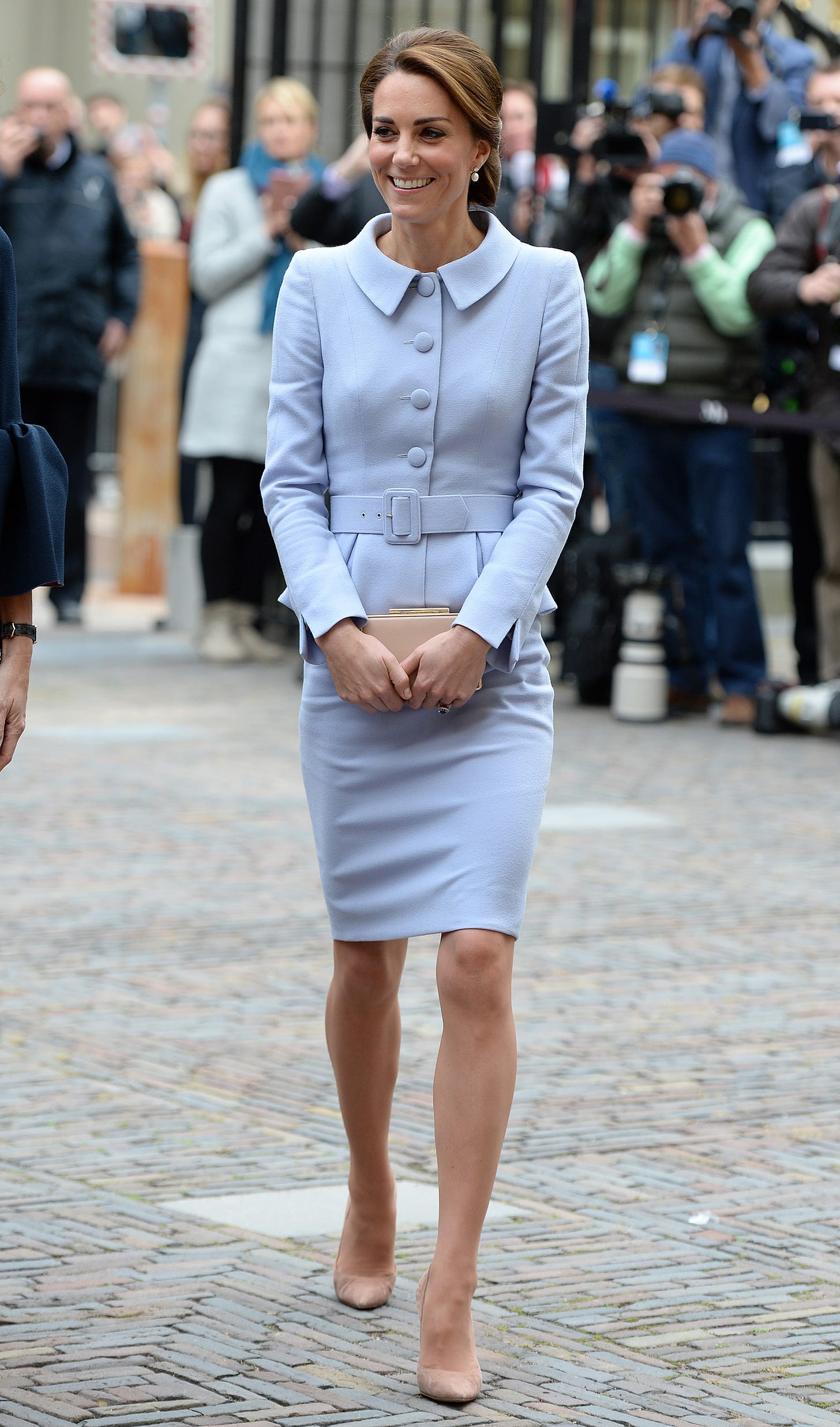 Princess Catherine wearing a baby blue co-ord