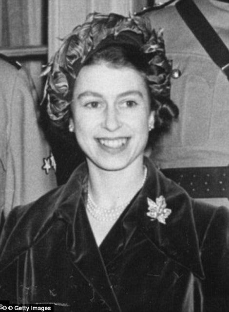 The maple leaf brooch by Asprey worn by Queen Camilla in May 2025, and Queen Elizabeth II in 1951