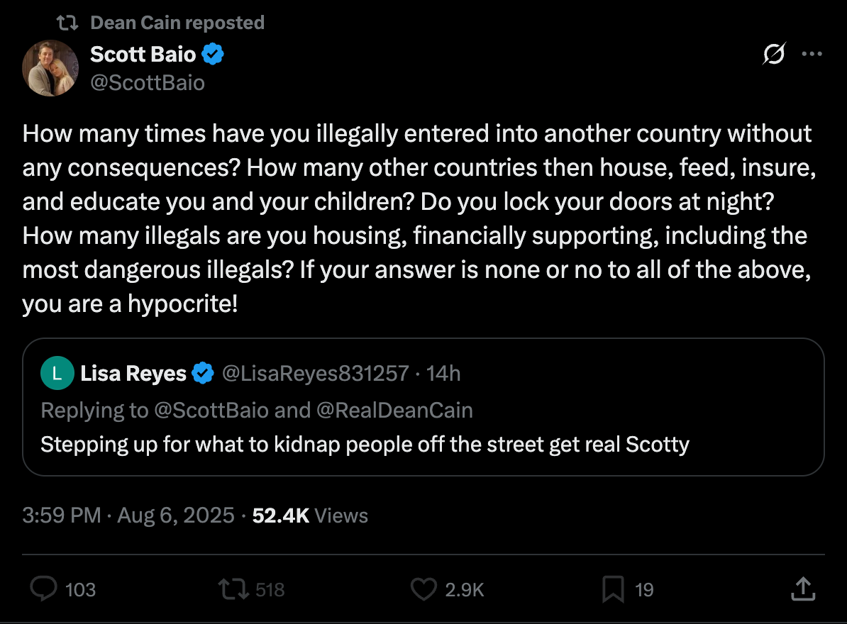 How many times have you illegally entered into another country without any consequences? How many other countries then house, feed, insure, and educate you and your children? Do you lock your doors at night? How many illegals are you housing, financially supporting, including the most dangerous illegals? If your answer is none or no to all of the above, you are a hypocrite! How many times have you illegally entered into another country without any consequences? How many other countries then house, feed, insure, and educate you and your children? Do you lock your doors at night? How many illegals are you housing, financially supporting, including the most dangerous illegals? If your answer is none or no to all of the above, you are a hypocrite!