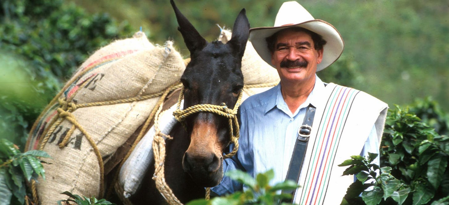 Juan Valdez café colombiano burro sacas
