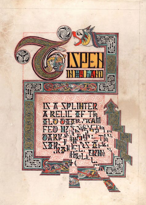 Images of the work Thomas created for the Sanctum book, along with a photograph of him in his studio.