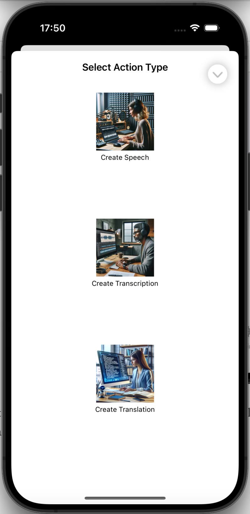 Screenshot depicting speech-related functionality to be implemented with the OpenAI API
