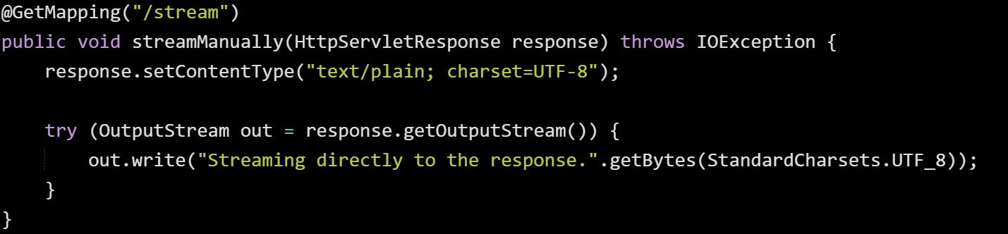 File Streaming in Spring Boot Without Holding Memory