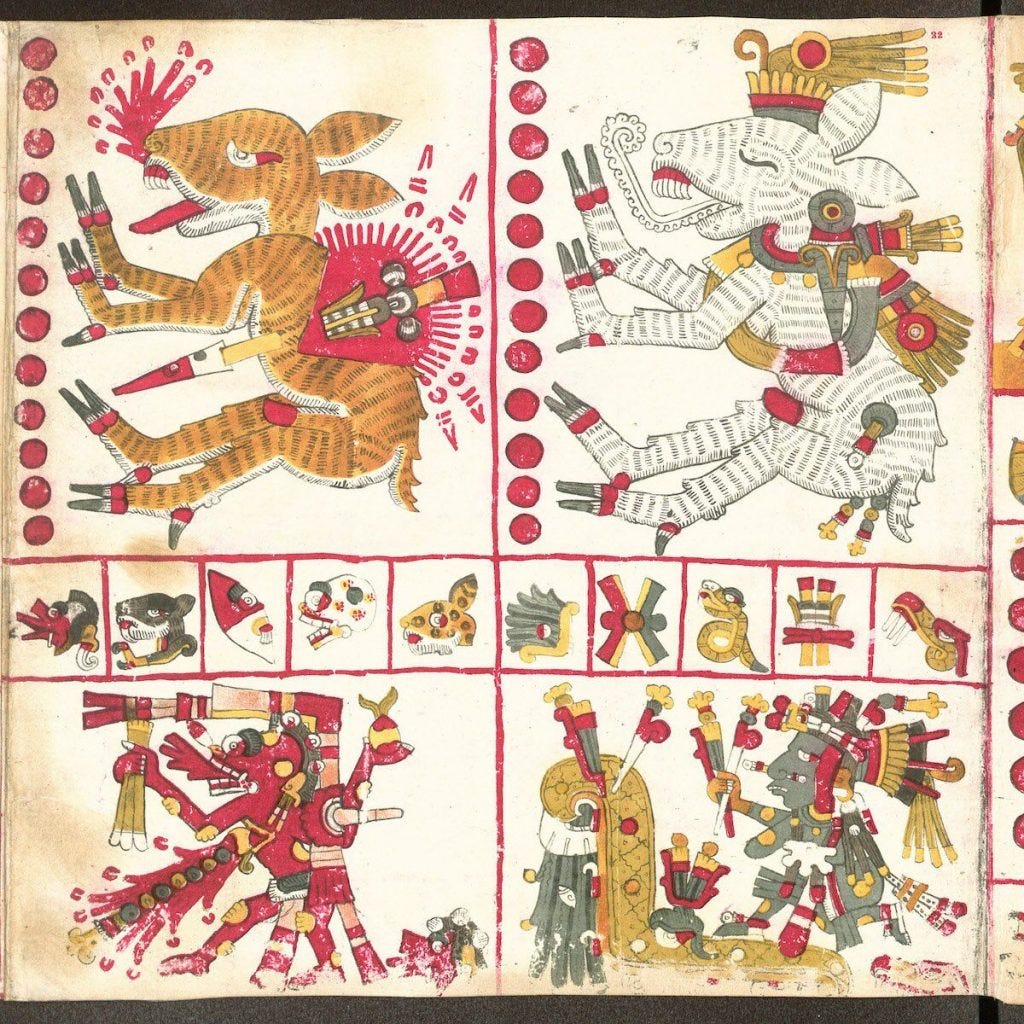 Page 22 of the Aztec manuscript Codex Borgia shows these images of the Nagual.