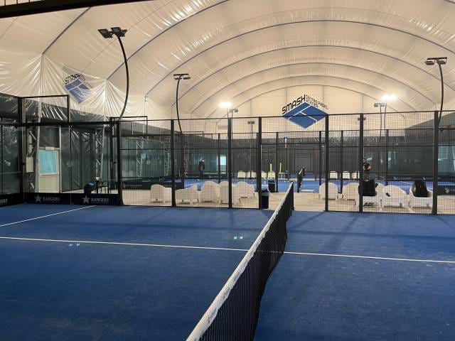 Padel courts under canopy from Favaretti Padel at club in Vicenza, Italy