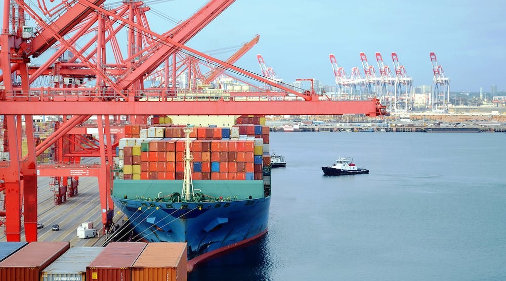 Container ship in Port of Long Beach, Calif.