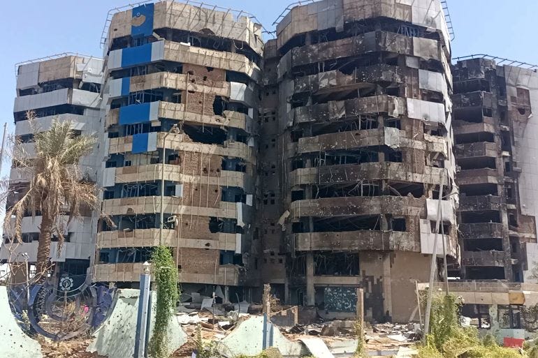 Sudan's damaged central bank in Khartoum