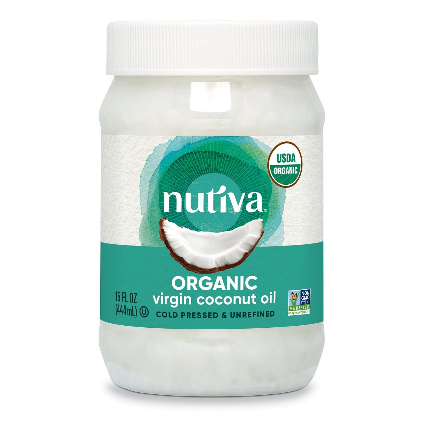 Nutiva Organic, Cold-Pressed, Unrefined, Virgin Coconut Oil from Fresh, non-GMO, Sustainably Farmed Coconuts, 15 Fluid Ounces