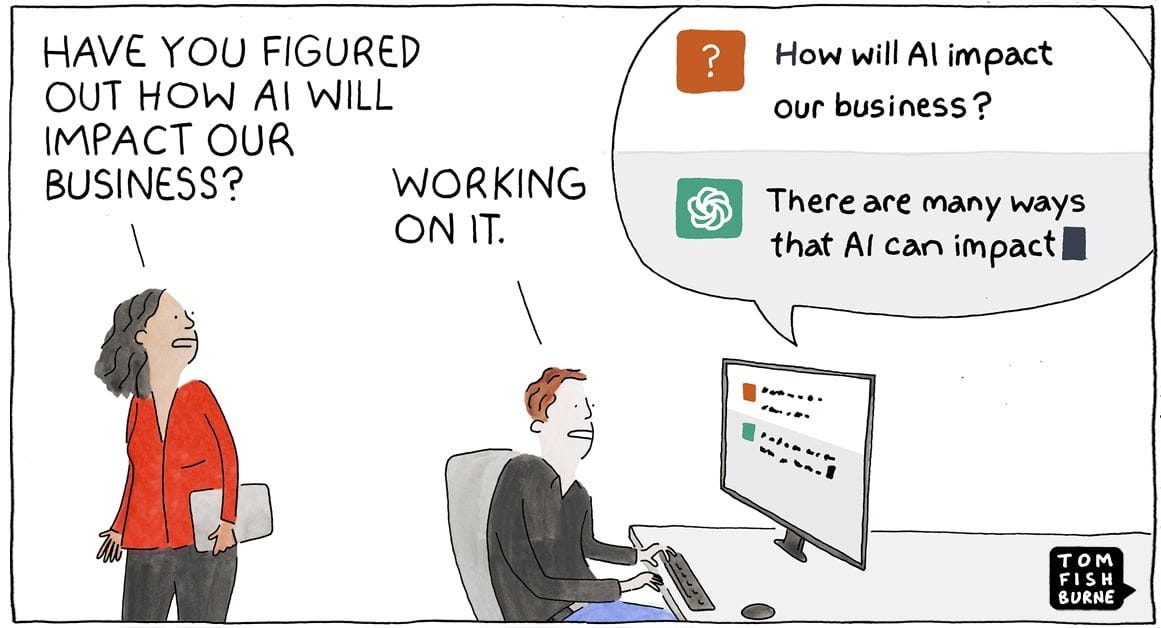 AI Written, AI Read cartoon - Marketoonist | Tom Fishburne AI Written, AI Read cartoon - Marketoonist | Tom Fishburne