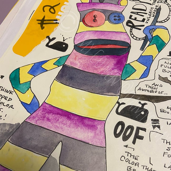 Images of icons on illustrated journal pages