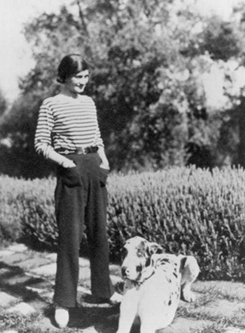 Coco Chanel in a striped sweater Coco Chanel in a striped sweater