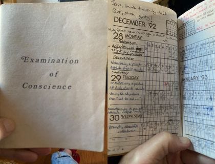 two books together, one with typewritten examination, the other with lots of hand scribbled marks