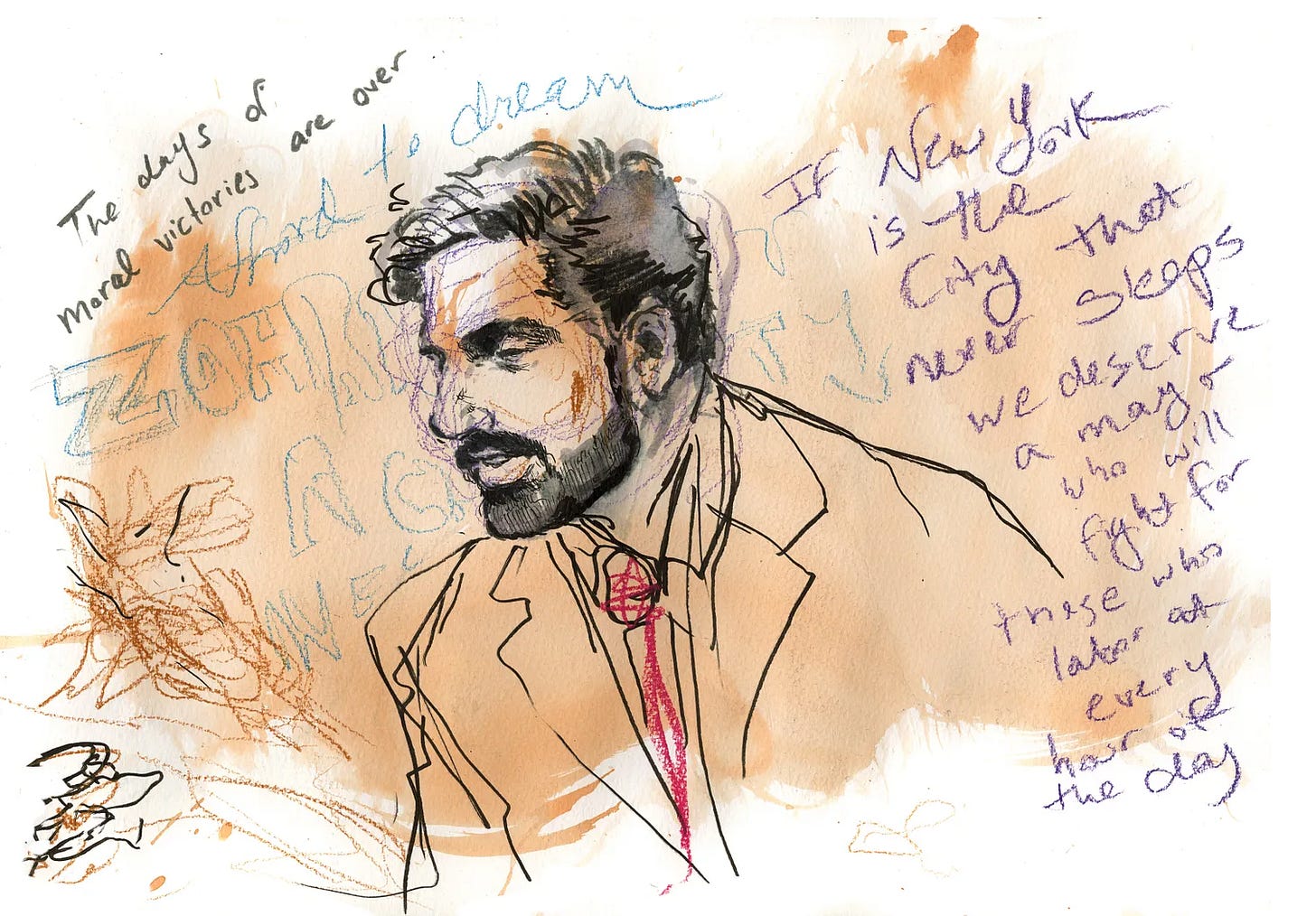 Portrait of Zohran Mamdani' Art Print — Molly Crabapple Portrait of Zohran Mamdani' Art Print — Molly Crabapple