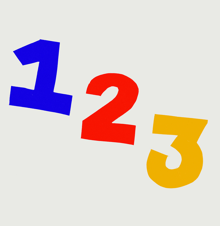 Images showing paper cuts for FLO LOW and 123 and the resulting red, yellow, blue logos